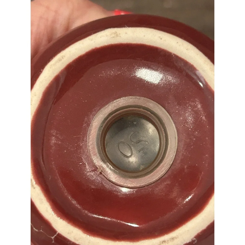 Ceramic Faux Marble Bathroom Toothbrush‎ Holder Burgundy White Gold Trim